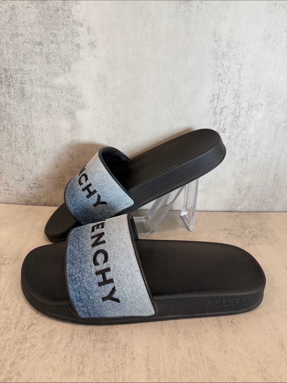 Givenchy Denim Logo Slide Sandals Denim Women’s Size 40